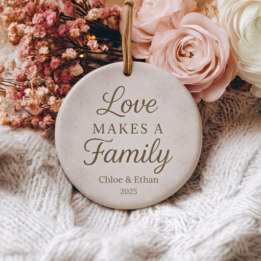 Personalized Newlywed Christmas Ornament, Ceramic Wedding Gift