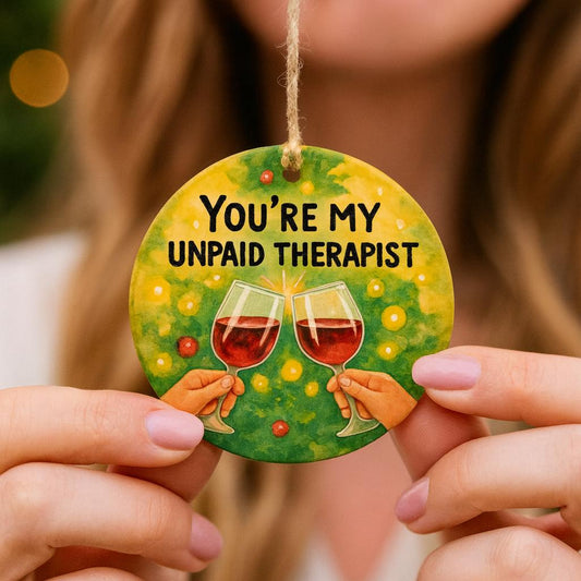 Funny Best Friend Christmas Ornament – Appreciation Gift with Wine Glasses Quote – Holiday Friendship Thank You Keepsake for Bestie