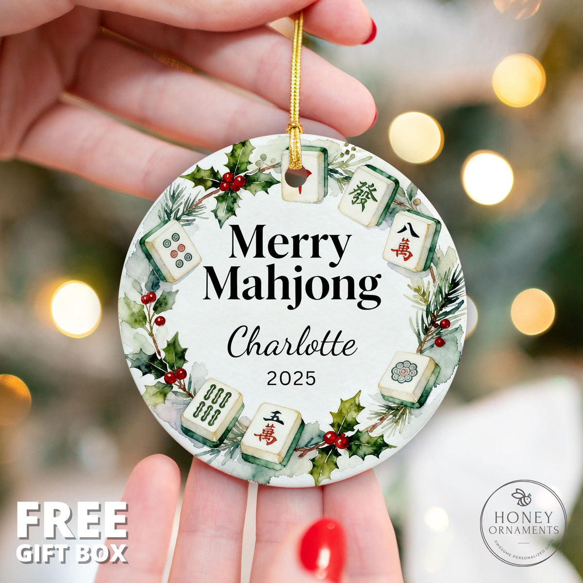 Merry Mahjong Ornament – Personalized Mahjong Christmas Ornament – Custom Mahjong Lover Gift – Mahjong Tree Decoration Holiday Keepsake
