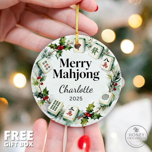 Merry Mahjong Ornament – Personalized Mahjong Christmas Ornament – Custom Mahjong Lover Gift – Mahjong Tree Decoration Holiday Keepsake