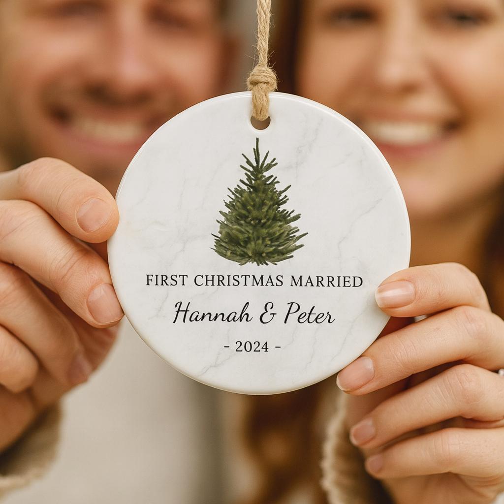 First Christmas Married Ornament, Personalized Wedding Gift, Custom Newlywed Christmas Gift, Our First Christmas Ornament, Mr Mrs Ornament