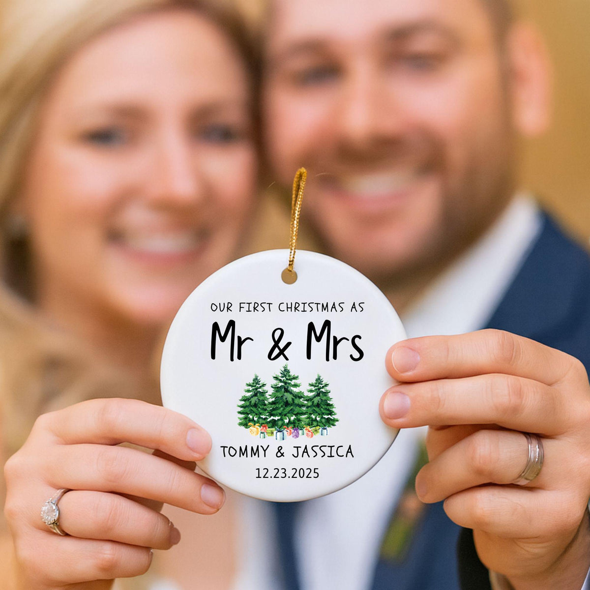 Mr Mrs Ornament, Wedding Gift Personalized First Christmas Keepsake, Our 1st Christmas Mr & Mrs Ornament, Housewarming Mr and Mrs Idea