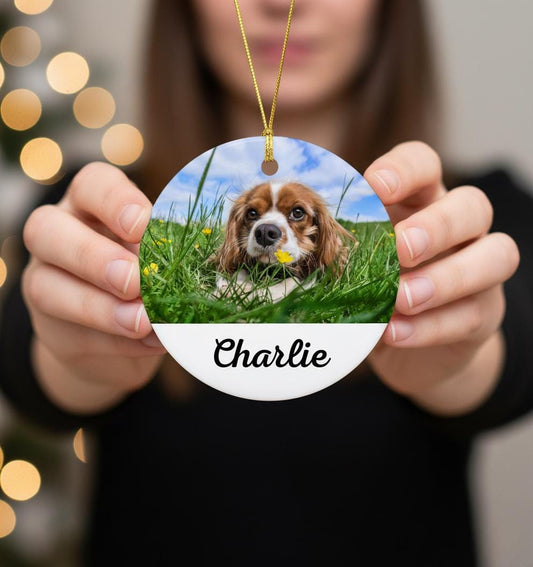 Custom Dog Photo Christmas Ornament, Personalized Pet Ornament, Dog Name Ornament, Pet Memorial Gift, Dog First Christmas Keepsake 2026