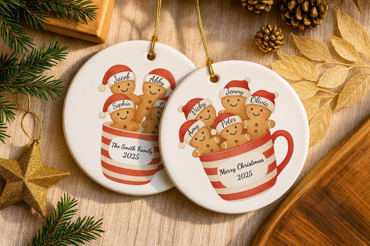 Personalized Family Ornament, Custom Gingerbread Christmas Family Ornament, Gingerbread Family of 2 3 4 5 6 Ornament, Christmas Decor 2026