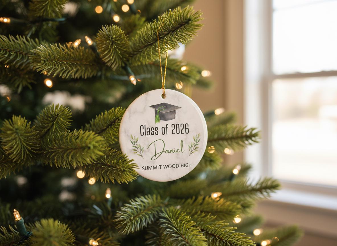 Personalized Graduation Ornament, Class of 2026 Graduate Gift, Custom Name Ceramic Keepsake, High School and College Graduation Gift