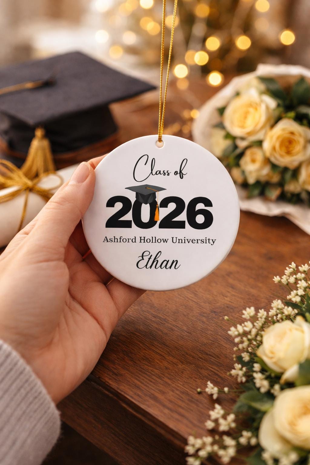 Personalized Graduation Ornament Class of 2026, Custom Name Keepsake, Senior Gift for Him or Her, High School or College Graduate Gift