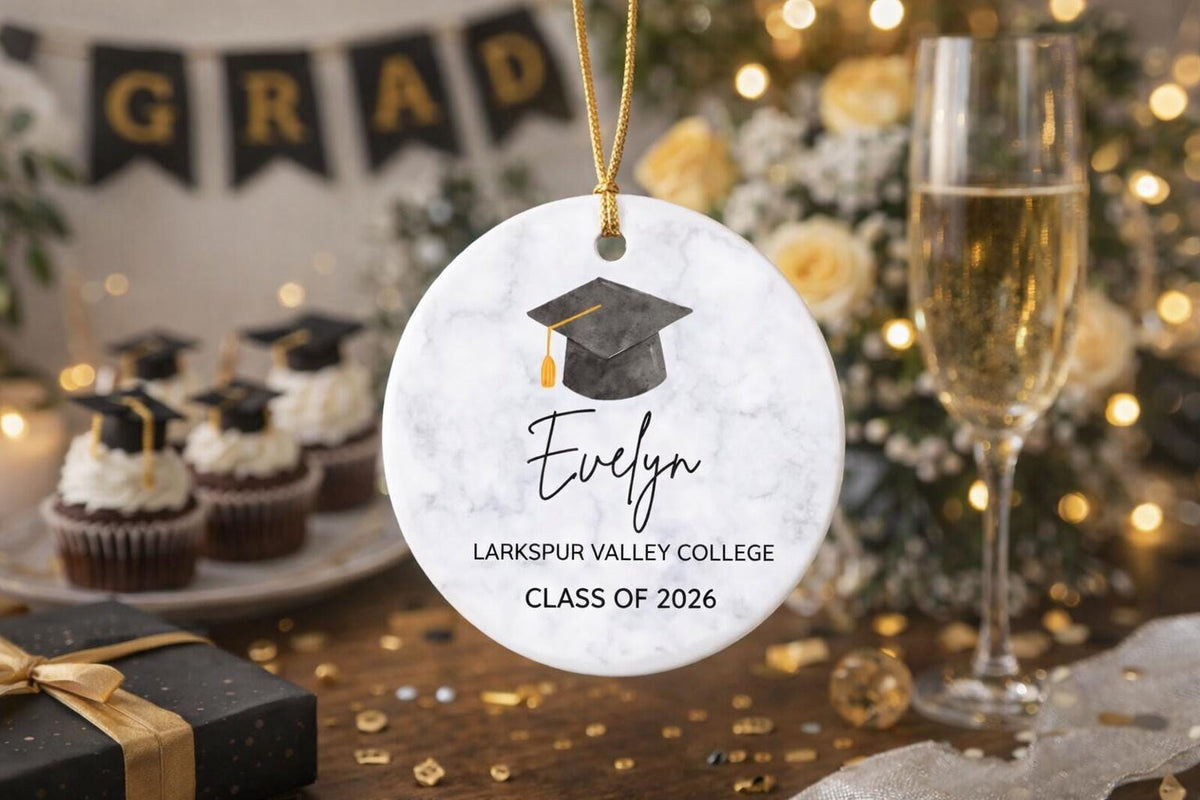 Class of 2026 Graduation Ornament, Personalized College Graduation Gift, High School University Keepsake, Custom Name Year Ceramic Gift