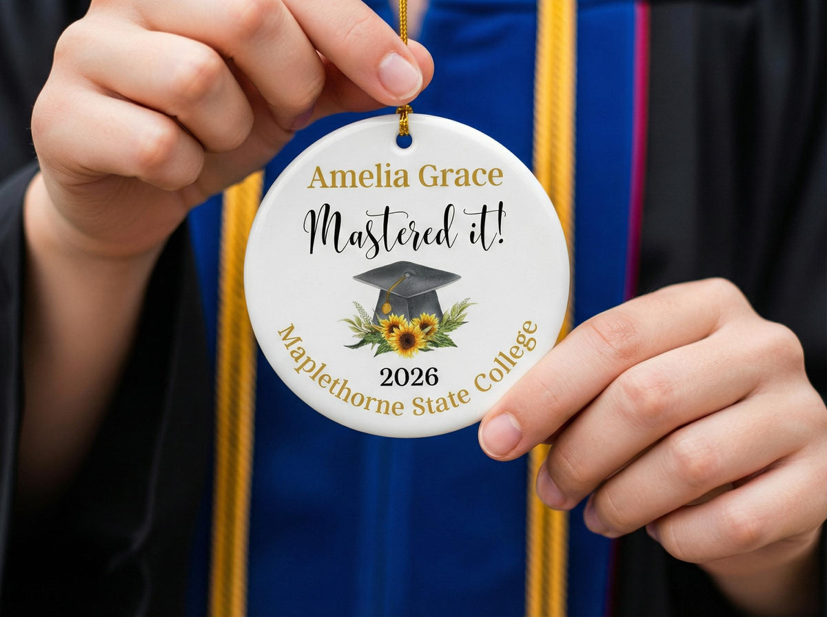 Personalized Mastered It Graduation Ornament, Class of 2026 Gift, Custom University Graduation Cap Keepsake for Him and Her