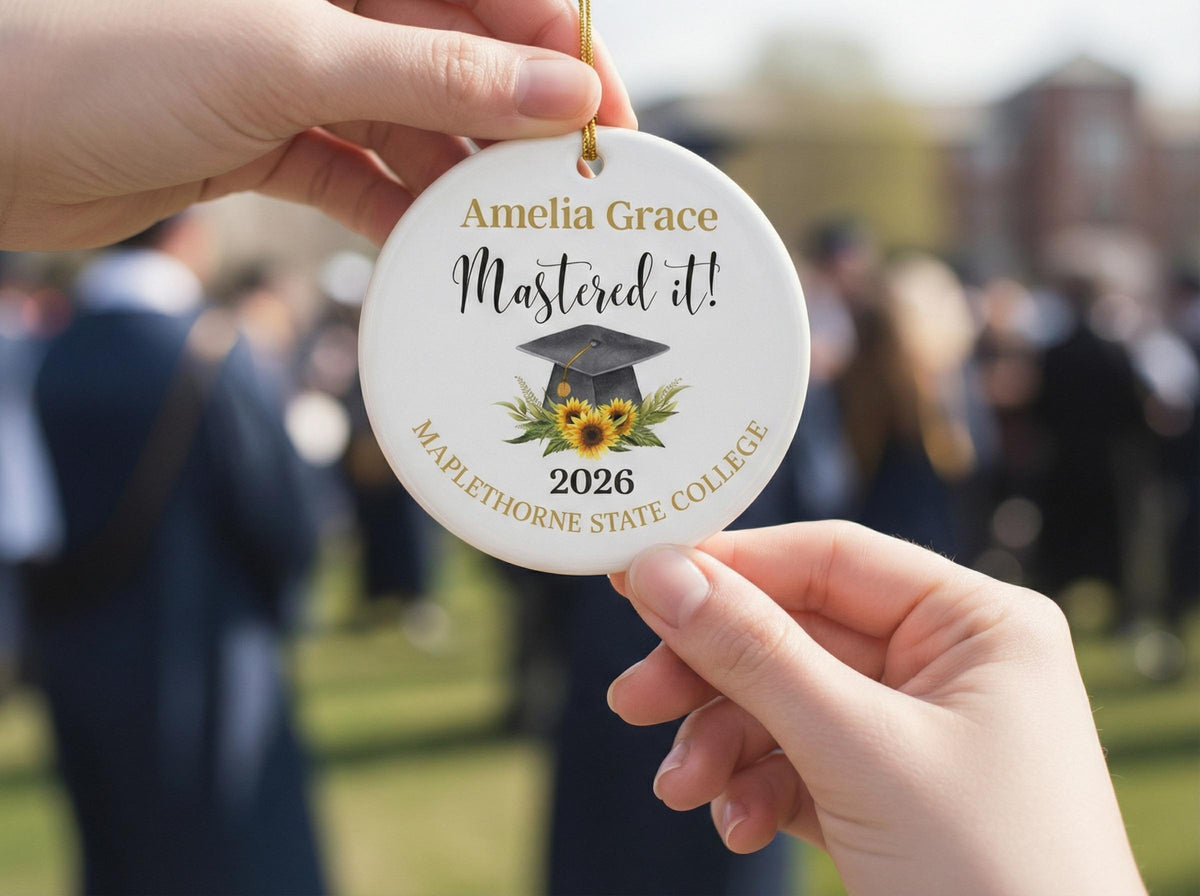 Personalized Mastered It Graduation Ornament, Class of 2026 Gift, Custom University Graduation Cap Keepsake for Him and Her
