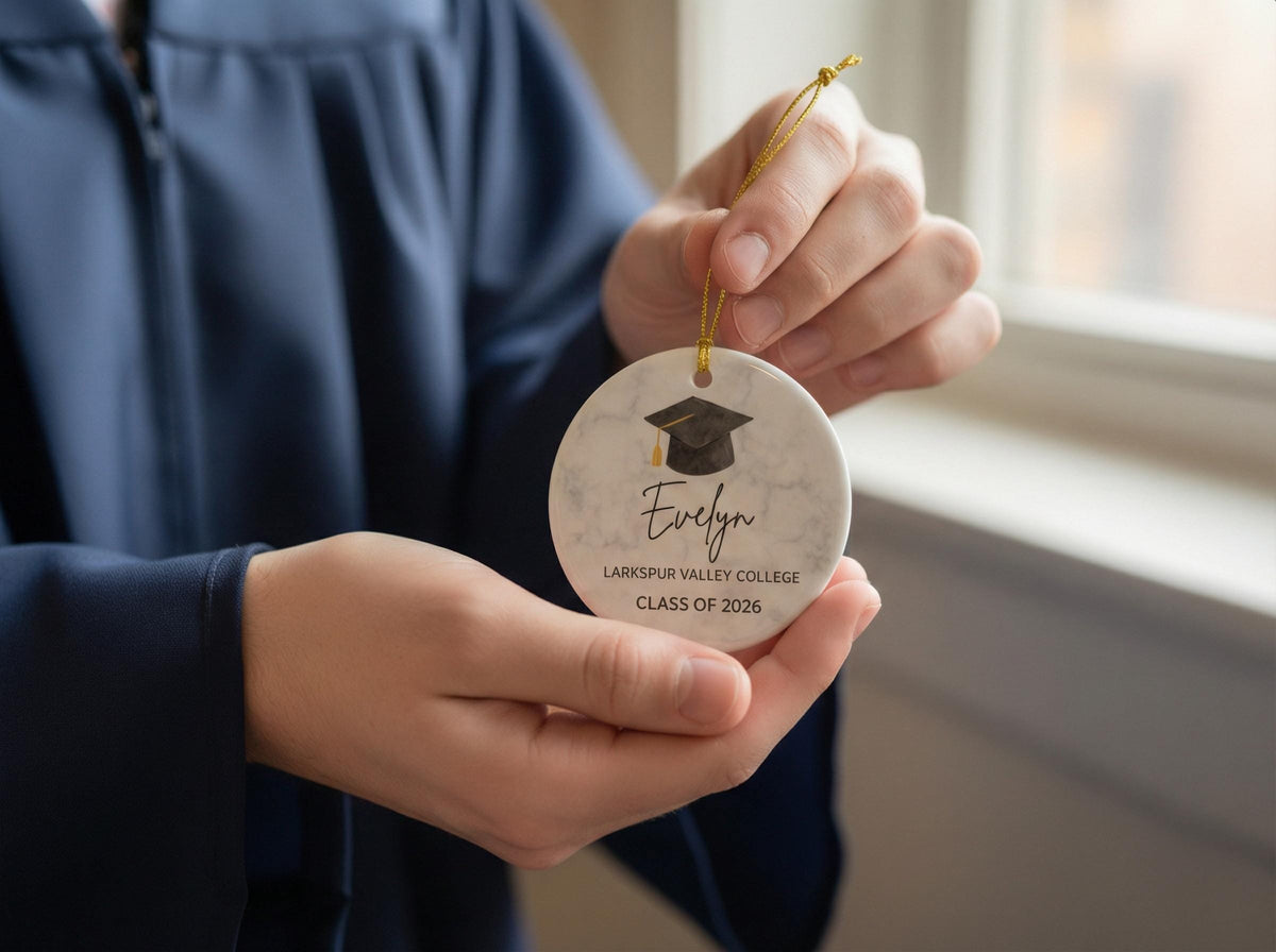 Class of 2026 Graduation Ornament, Personalized College Graduation Gift, High School University Keepsake, Custom Name Year Ceramic Gift