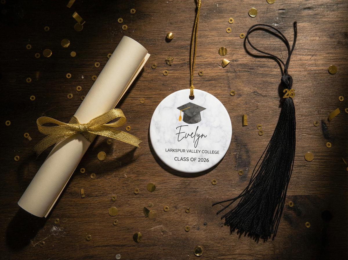 Class of 2026 Graduation Ornament, Personalized College Graduation Gift, High School University Keepsake, Custom Name Year Ceramic Gift