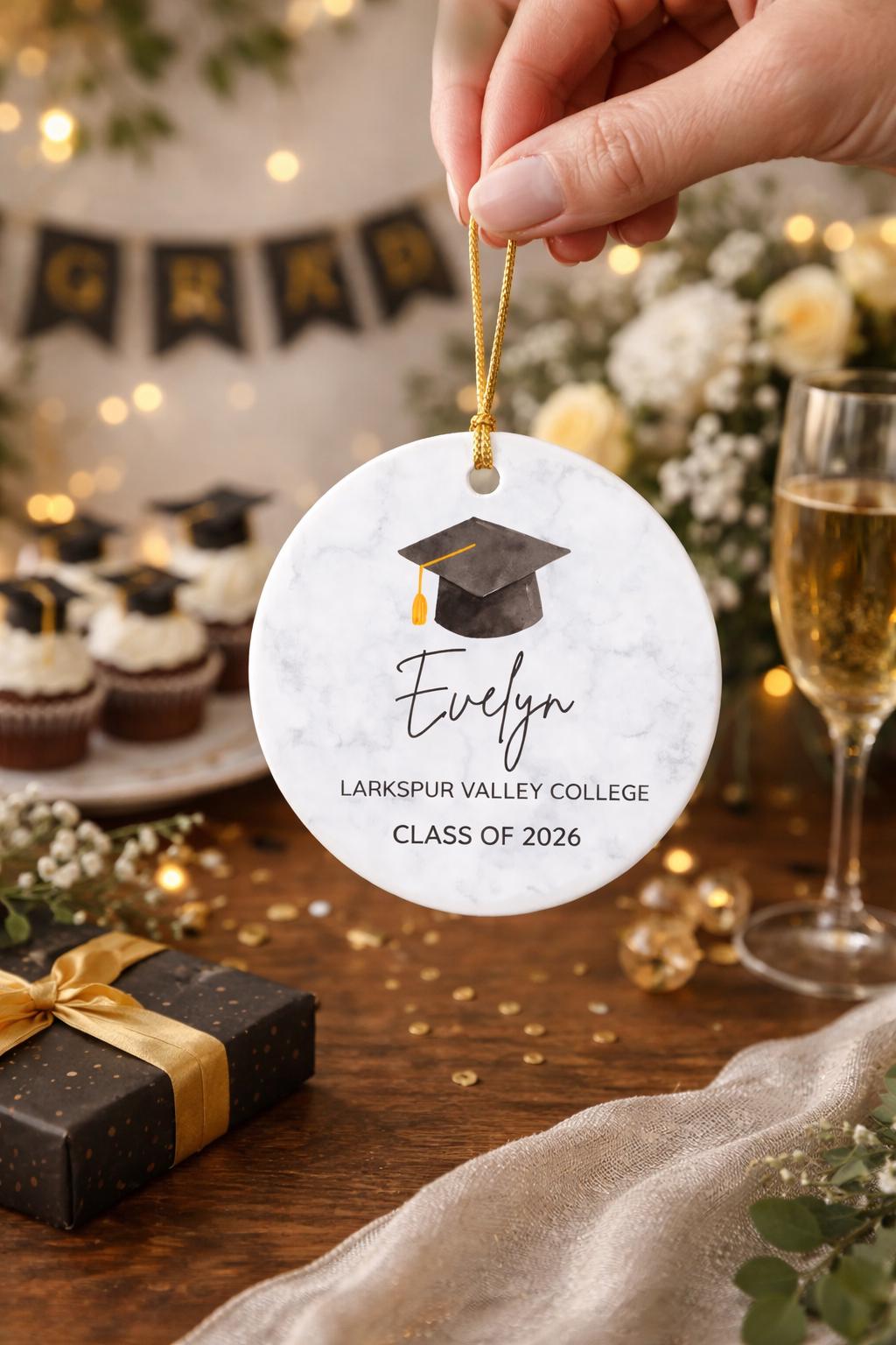 Class of 2026 Graduation Ornament, Personalized College Graduation Gift, High School University Keepsake, Custom Name Year Ceramic Gift