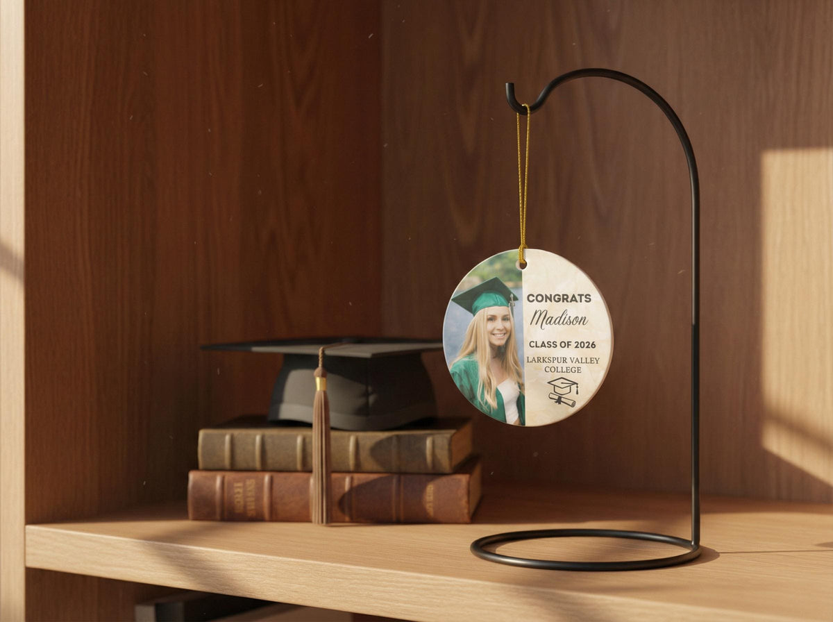 Personalized Class of 2026 Ornament, Congrats Graduation Photo Ceramic Ornament, Custom School Graduation Gift for Her or Him