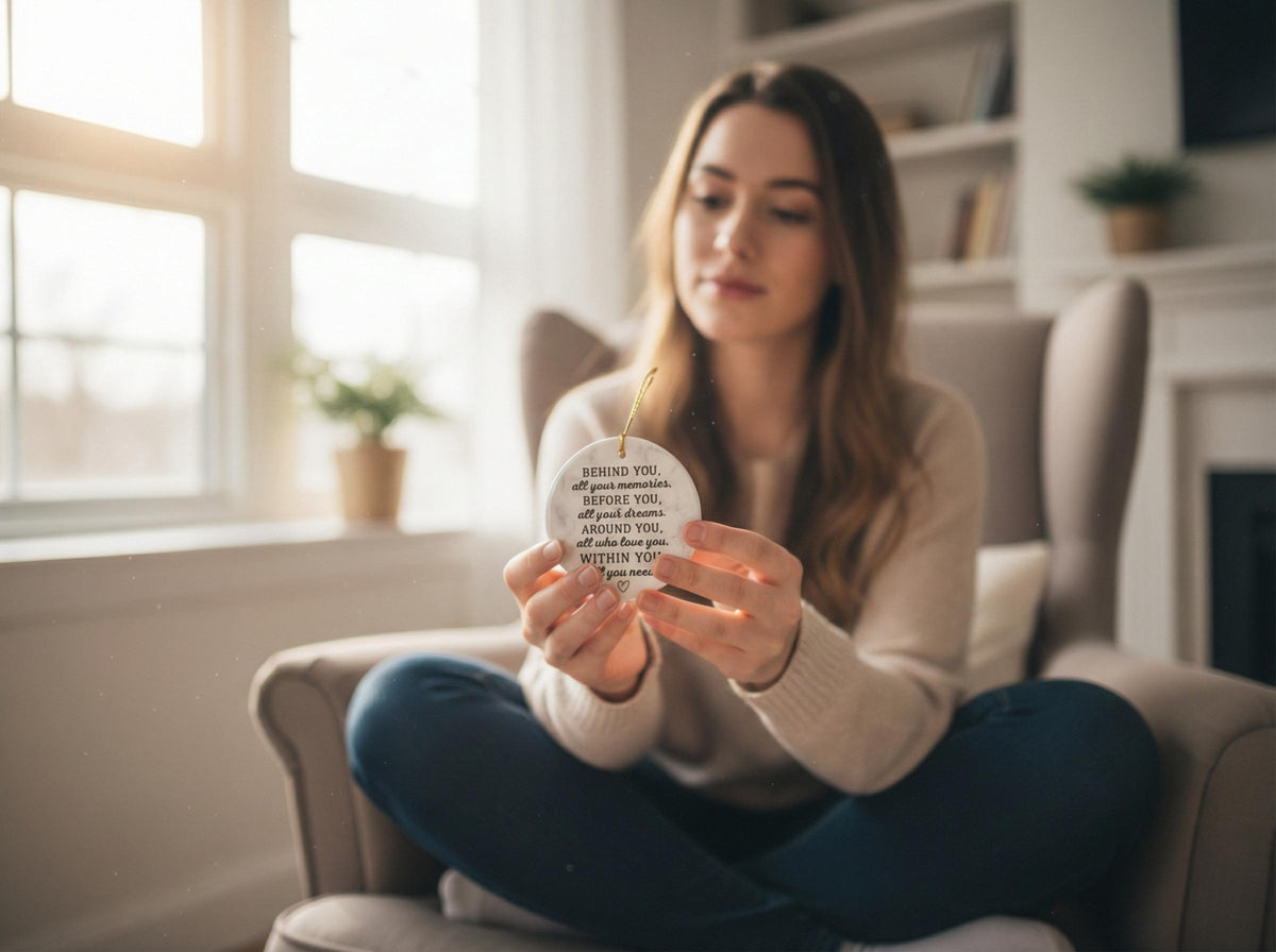 Inspirational Graduation Gift for Her, Behind You All Your Memories Ceramic Ornament, High School and College Graduation Keepsake Decor