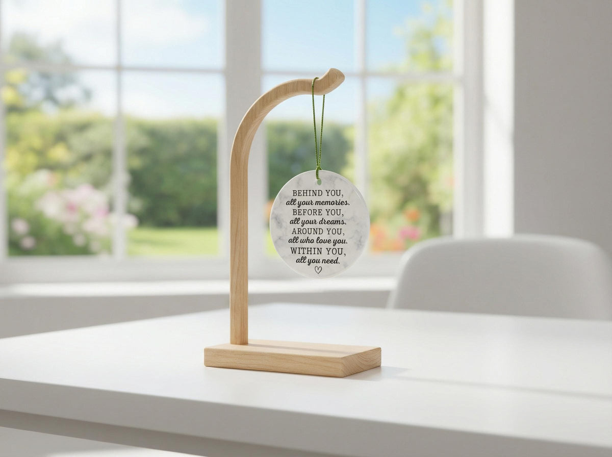 Inspirational Graduation Gift for Her, Behind You All Your Memories Ceramic Ornament, High School and College Graduation Keepsake Decor