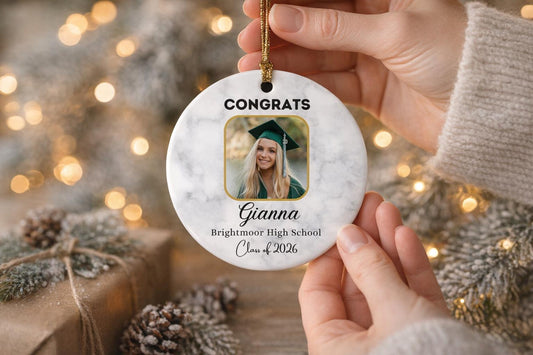 Custom Photo Graduation Ornament Class of 2026, Personalized College Graduation Gift for Her or Him, Congrats Grad Keepsake Decor