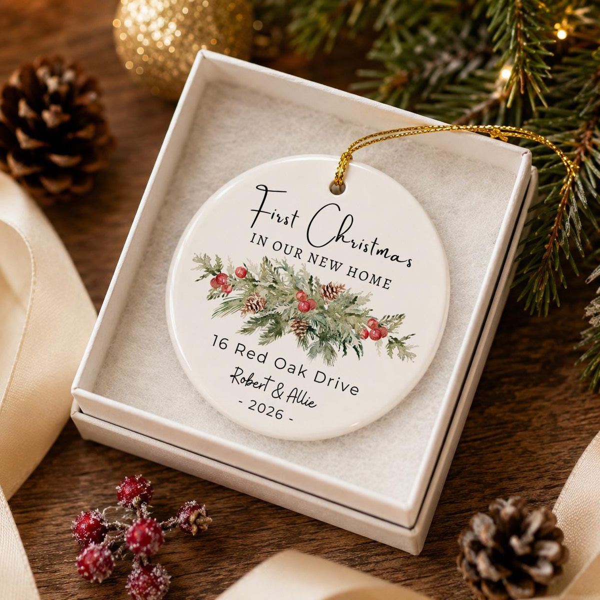 First Christmas in New Home Ornament 2026, Personalized New House Christmas Ornament, New Homeowner Housewarming Gift, First Home Keepsake