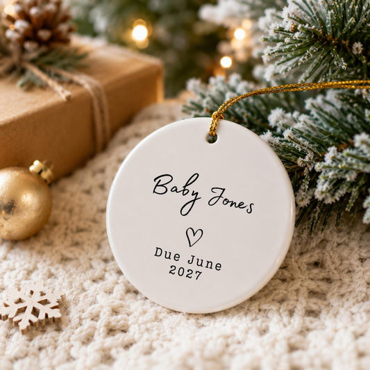 Expecting New Baby Ornament - Personalized Baby Due Christmas Ornament - New Baby Arrival Keepsake - Pregnancy Announcement Ornament