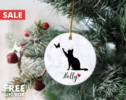 Personalized Cat Memorial Ornament, Custom Pet Loss Ornament, Cat Sympathy Gift, Pet Remembrance Keepsake, Loss of Cat Christmas Gift