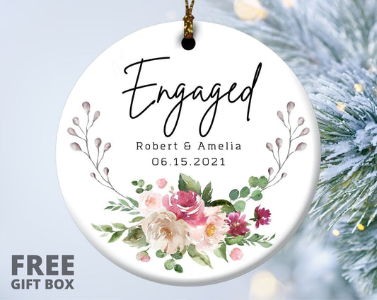 Engagement Ornament, We Are Engaged, Christmas Engaged Ornament, Personalized Ornament, Custom Engagement Keepsake, Engagement Gift Box