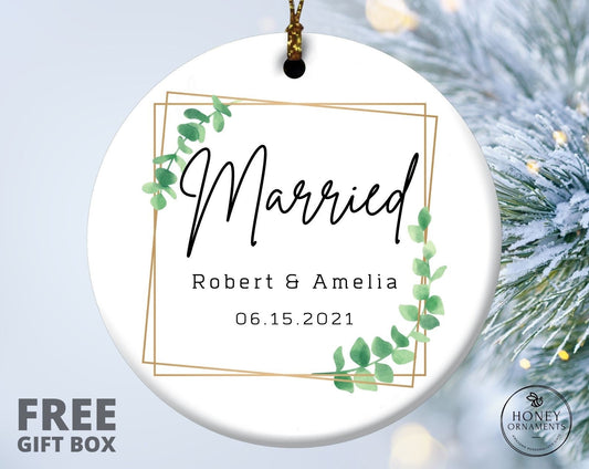 Newly Married Gift, Married Ornament, Personalized Wedding Gift, Our First Christmas as Mr and Mrs, Couples First Married Christmas