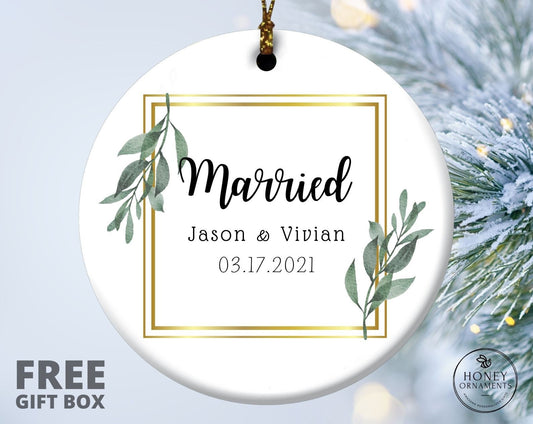 Newly Married Gift, Married Ornament, Personalized Wedding Gift, Our First Christmas as Mr and Mrs, Couples First Married Gifts Keepsake