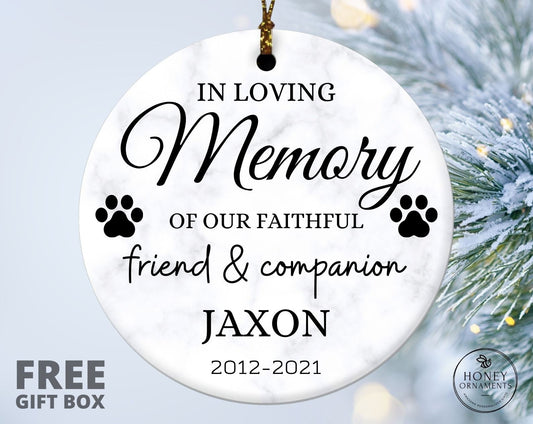Pet Memorial Ornament, Personalized Dog Loss Gift, Dog Remembrance, Faithful Companion, Dog Memorial Sympathy Ornament, Christmas Ornaments