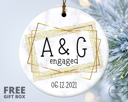 Engaged Ornament, Personalized Engagement Ornament, Custom Engagement Keepsake, First Christmas Engaged Ornament, Couples Ornament Gifts