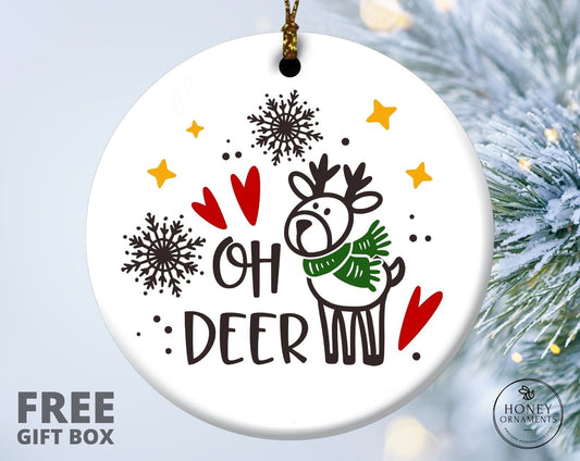 Oh Deer Ornament, Couples Gift, Family Christmas Ornament, 2023 Christmas Ornament, Kids 2023 Christmas Ornament, Christmas Keepsake Gift