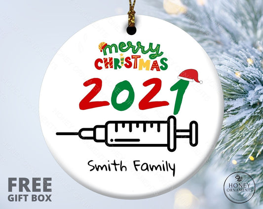 2021 Family Vaccine Ornament, Family Christmas Ornament, Best Friend Christmas Gift, Vaccinated Pademic Ornament, Funny Christmas Keepsake