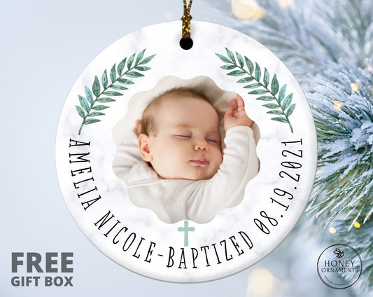 Baptized Ornament, Personalized Catholic Baptism Gift, Custom Christened Keepsake, Baby Baptism Gift for Godchild from Godparents