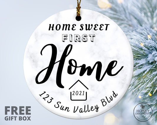 Home Sweet First Home Ornament, Personalized New Home Christmas Ornament, First House Ornament, New Home Ornament, Custom Address Ornament