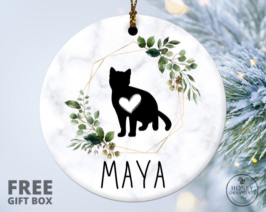 Cat Name Christmas Ornament, Pet Ornament, Personalized Cat Christmas Ceramic Ornament, Custom Cat Lover Gift, Cat Christmas Gift