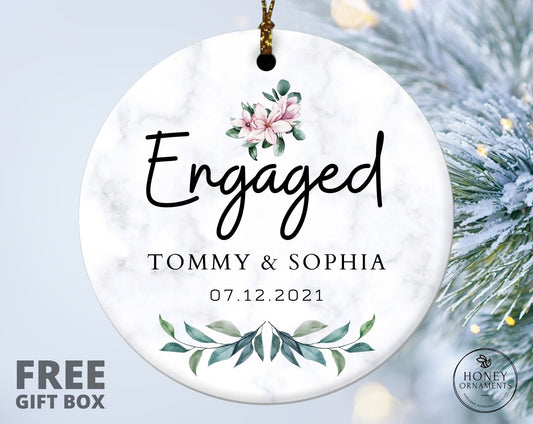 Engaged Ornament, Engagement Christmas Ornament, We Are Engaged, Engagement Gift Box, Custom First Christmas Engagement Keepsake