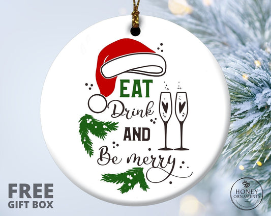 Christmas Ornament, 2023 Christmas Ornament, Family Christmas Ornament, Kids 2023 Christmas Ornament, Keepsake Gift, Eat Drink and Be Merry