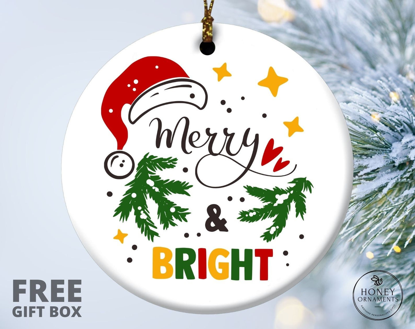 Christmas Ornament Gift, Family Christmas Ornament, 2023 Christmas Ornament, Kids 2023 Christmas Ornament Keepsake, Merry & Bright