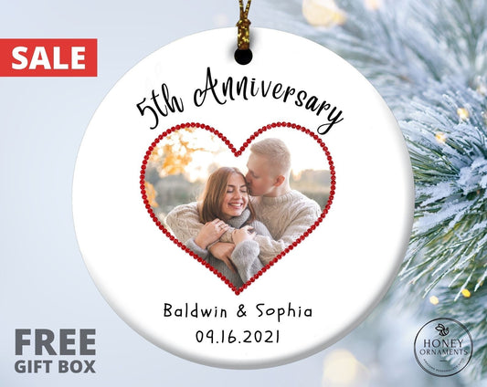 Anniversary Ornament, Anniversary Gift, 1st 5th 10th 25th 40th 50th, Personalized Marriage Anniversary Gift, Anniversary Christmas Ornament