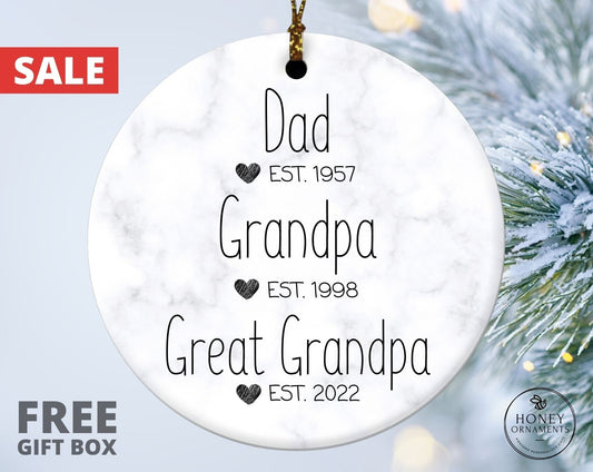 Dad, Grandpa, Great Grandpa Ornament, Pregnancy Announcement, Pregnancy Reveal, Great Grandpa Gift, New Baby Reveal, Christmas Ornaments