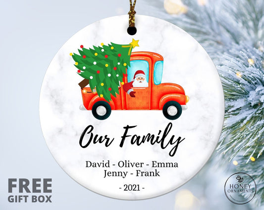 Family Christmas Ornament, Personalized 2023 Santa Ornament with Names, Custom Holiday Ornament, Christmas gift, Family Holiday Keepsake