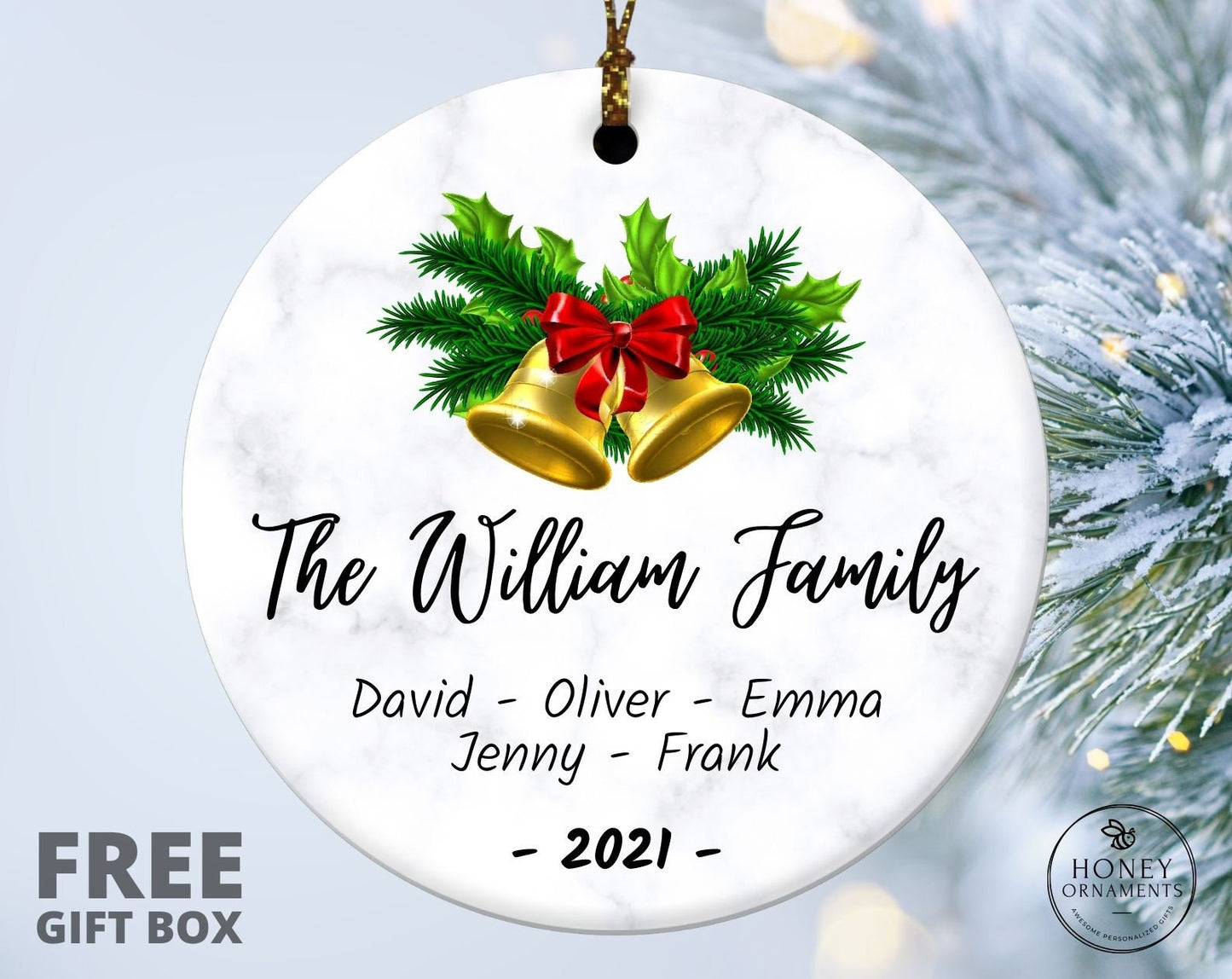 Christmas Ornament with Family Names, Personalized 2023 Christmas Keepsake, Custom Holiday Ornament, Family Christmas gift