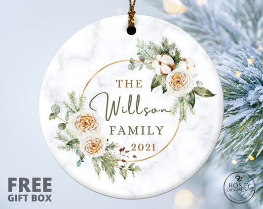 Personalized Family Christmas Ornaments, 2023 Ceramic Xmas Ornament, Custom Holiday Ornament, Christmas gift, Family Keepsake