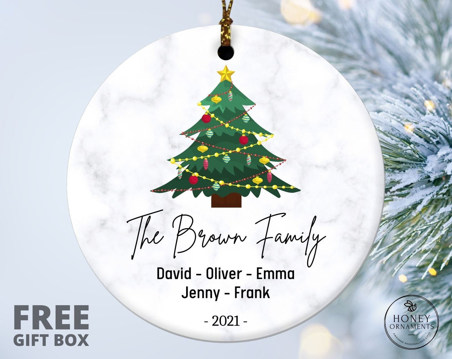 Family Christmas Ornament with Names, Personalized 2023 Xmas Ornament, Custom Holiday Ornament, Christmas gift, Family Keepsake