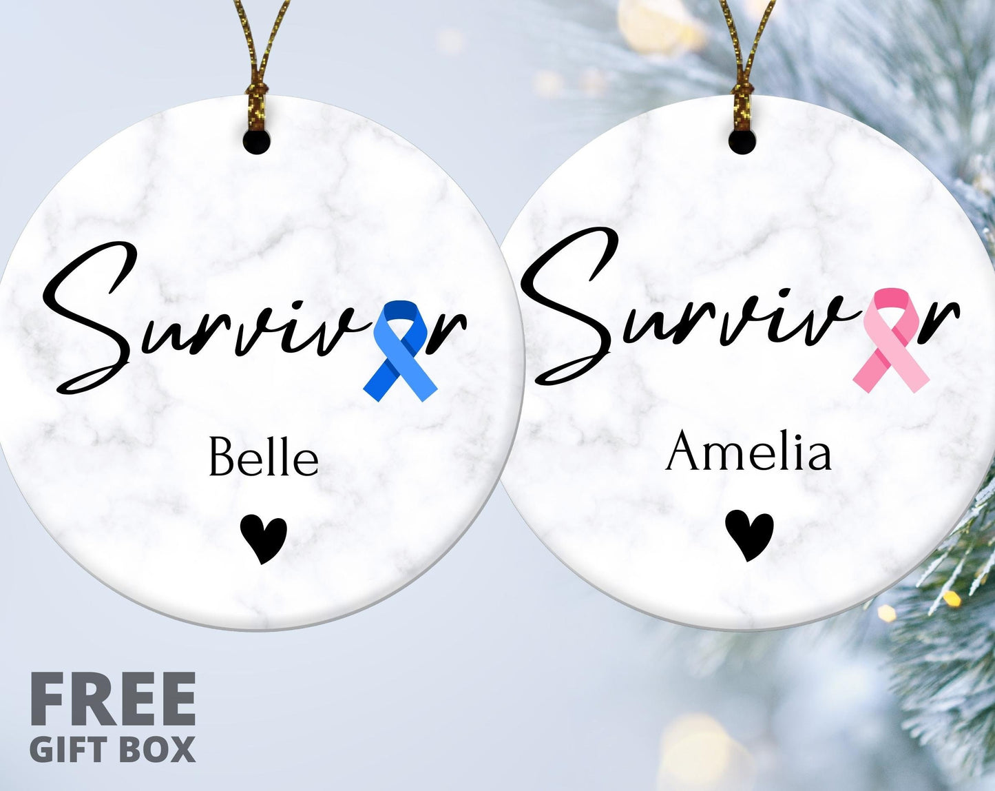 Breast Cancer Gifts, Personalized Breast Cancer Survivor Gift, Cancer Fighter Ornament, Custom Cancer Gift, Cancer Encouragement Gift