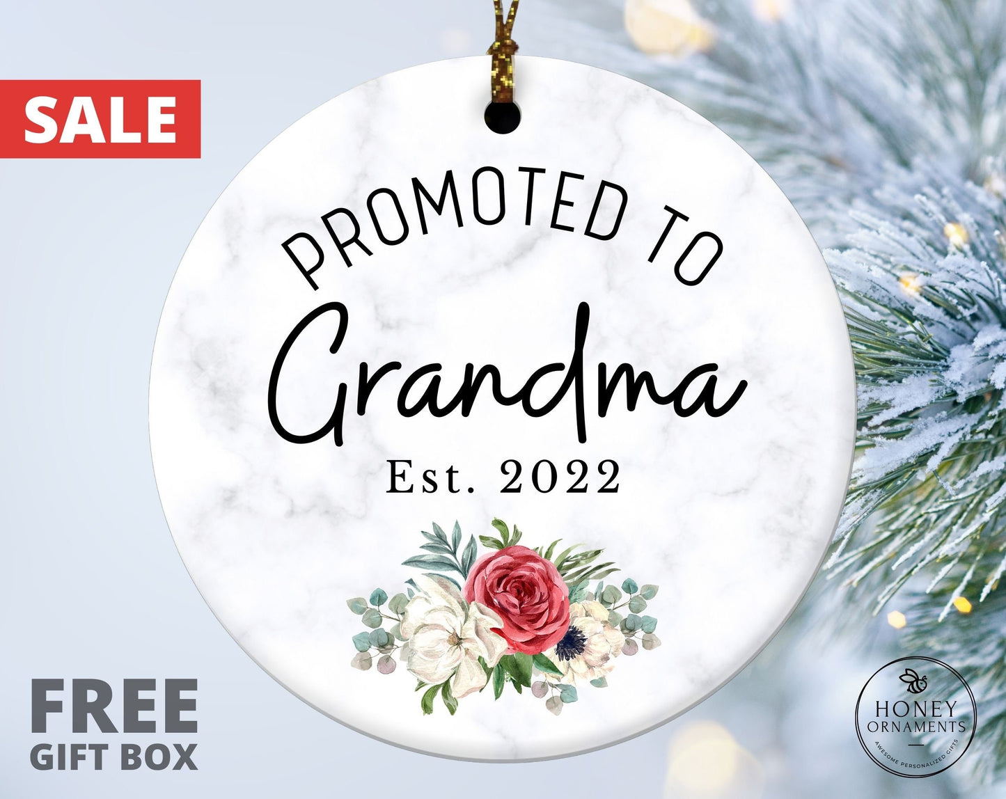 Promoted to Grandma Ornament - EST 2023 - New Grandma Gift - First Time Grandma Ornament - Future Grandma Gifts - Mothers Day Gift