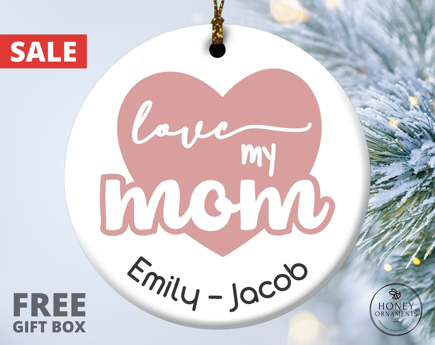 Love My Mom Ornament, Mothers Day Gift from Son, Personalized Gift for Mom, Mothers Day Gift, Custom Gift for Mom, Gift for Mothers Day